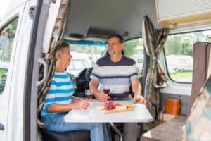 couple inside a campervan