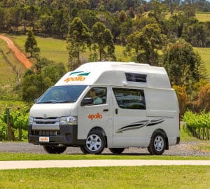 Driving the Apollo Endeavour HiTop 4 Berth Campervan while admiring the scenery 