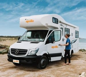 Apollo Euro Deluxe 6 Berth Motorhome with a scenic background 