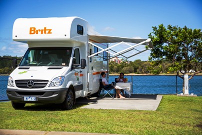 Britz Frontier Campervan used by Couple on a Picnic