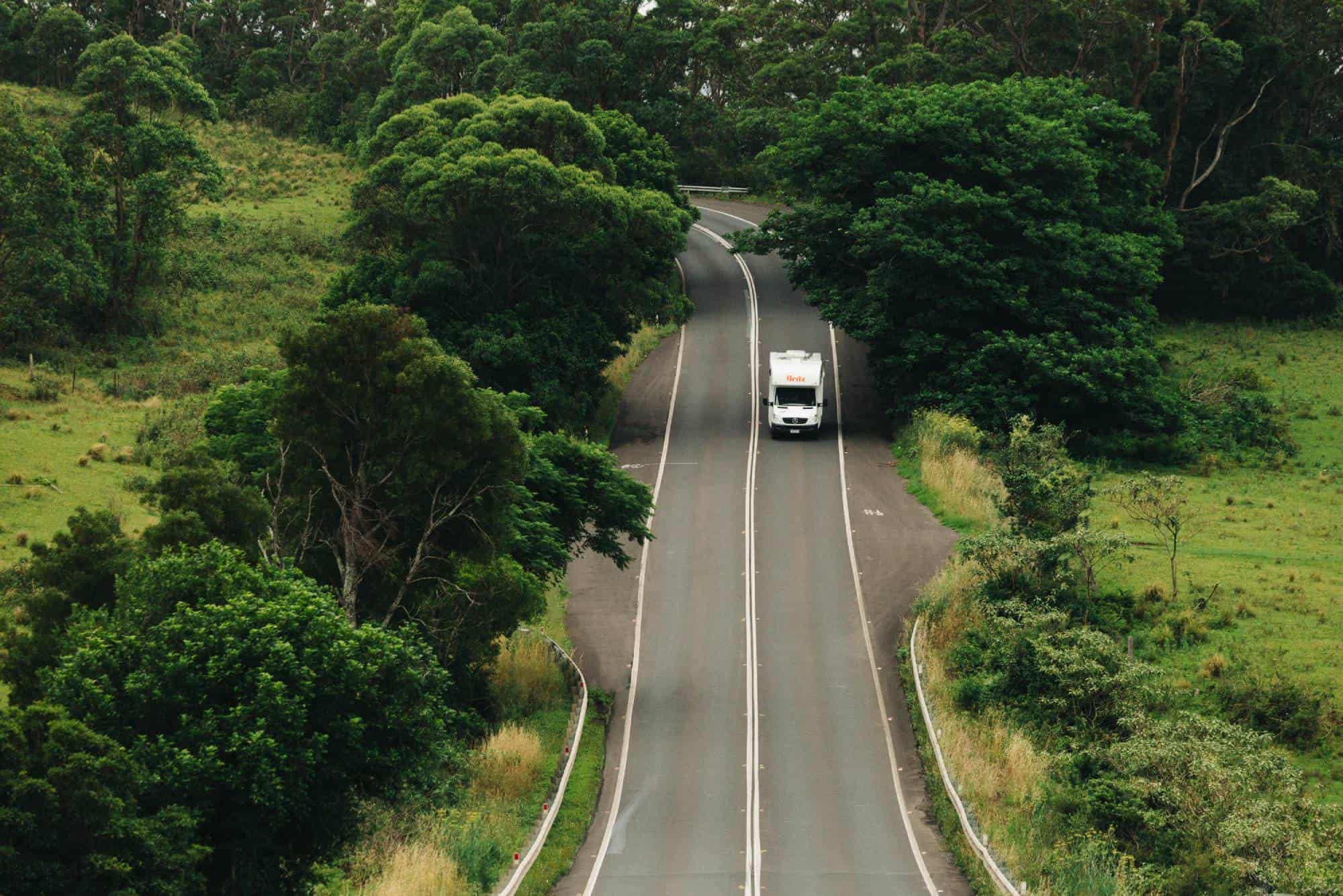 Britz campervan on road