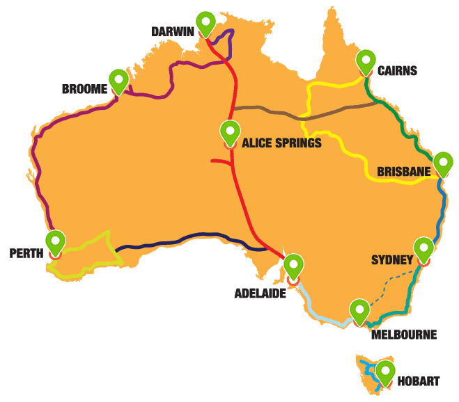 Australian map all Routes