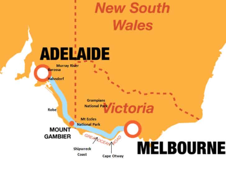 Adelaide To Melbourne Map