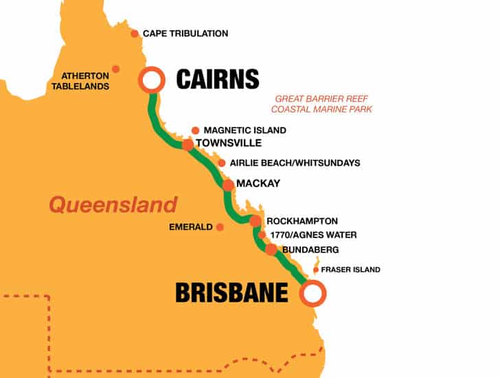 Brisbane Cairns Map 