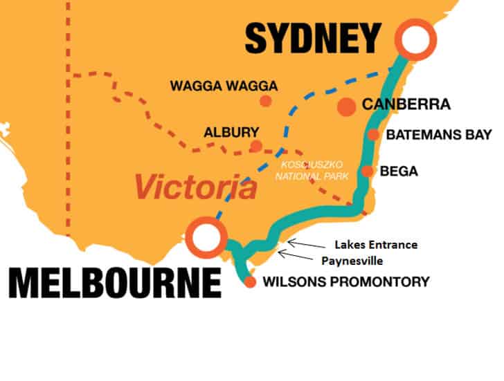 Melbourne Sydney Map