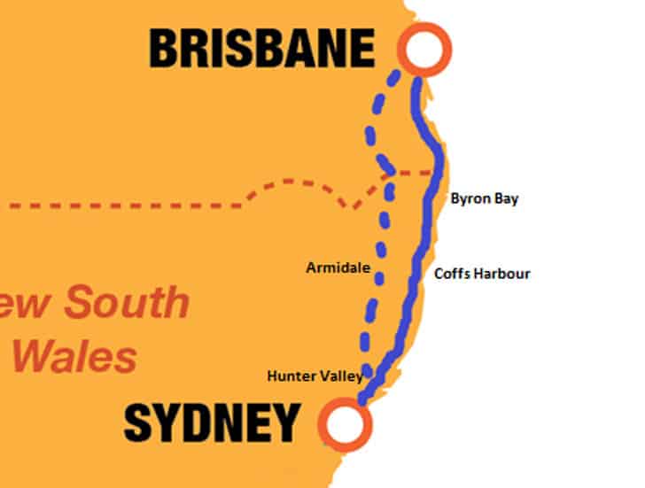Syndey To Brisbane Map