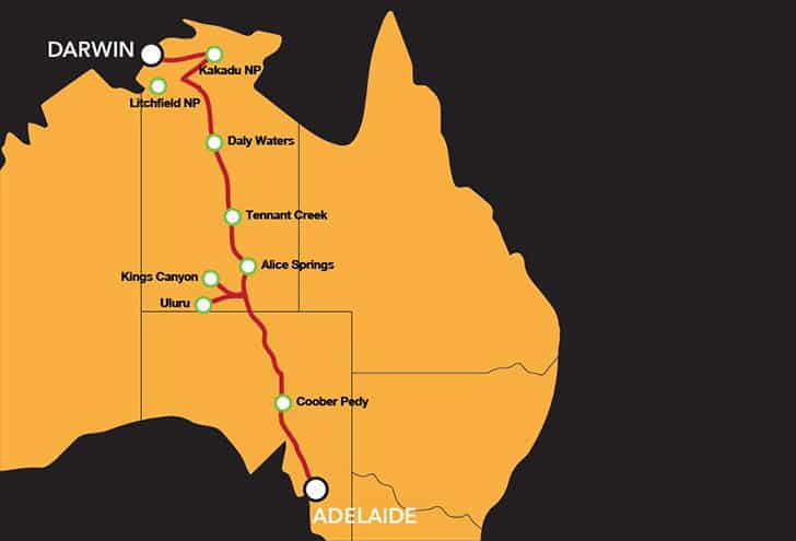 Adelaide To Darwin Map