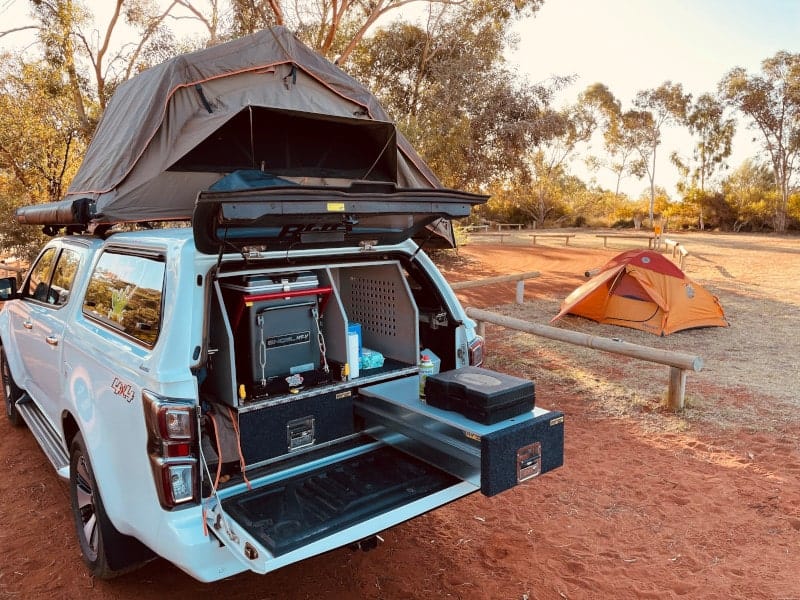 set up of 4WD camper hire