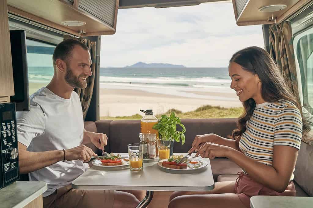 Couple on a romantic road trip