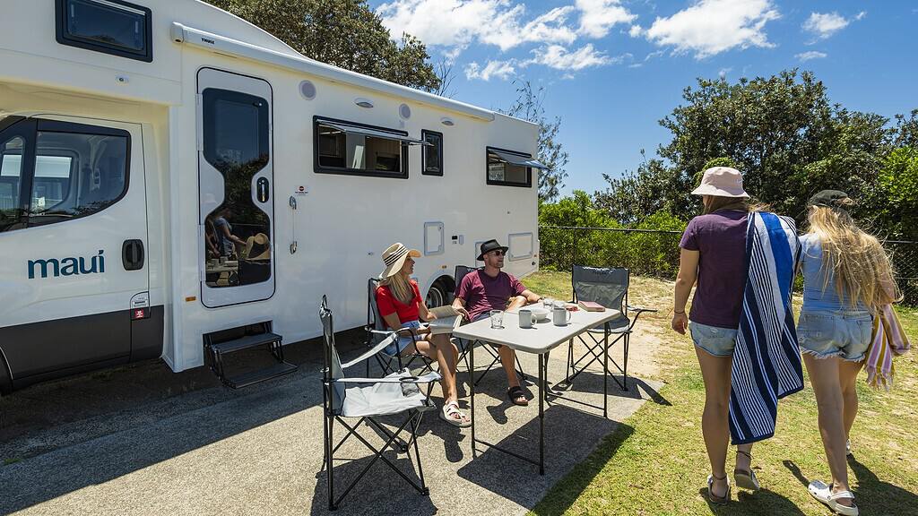 Campervan stop on Tweed NSW coastline Sydney Brisbane coastal route