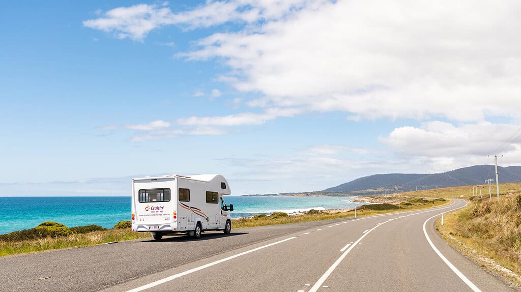 Cruisin motorhome driving an Australian coastal highway